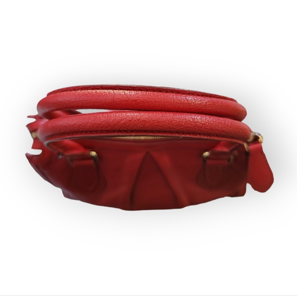 Burberry Red Pebbled Leather Satchel Handbag - Picture 5 of 14